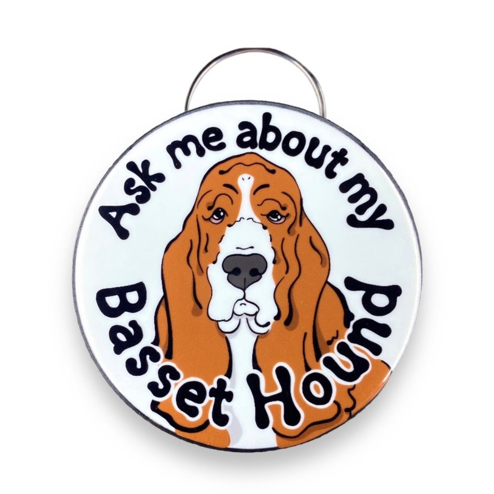 Basset Hound Bottle Opener Keychain, Handmade Retro Dog Travel Accessories 2.25"